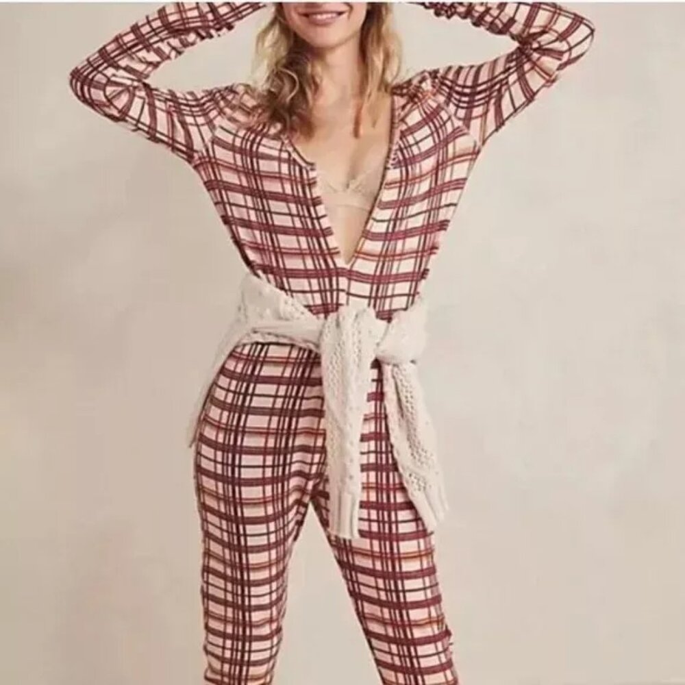 Free People Intimately Free Home Alone Long Johns in beige XS $98.00 price NWT